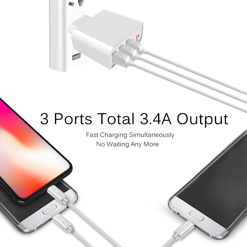 Сетевое зарядное устройство с 3 USB портами и светодиодным дисплеем|Зарядные