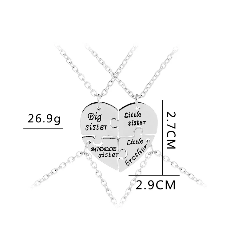 Большая средняя сестренка ожерелье s подвески для 4 маленьких братиков ожерелье Семья 4 ребенка подарок на день рождения воротник ожерелье ювелирные изделия