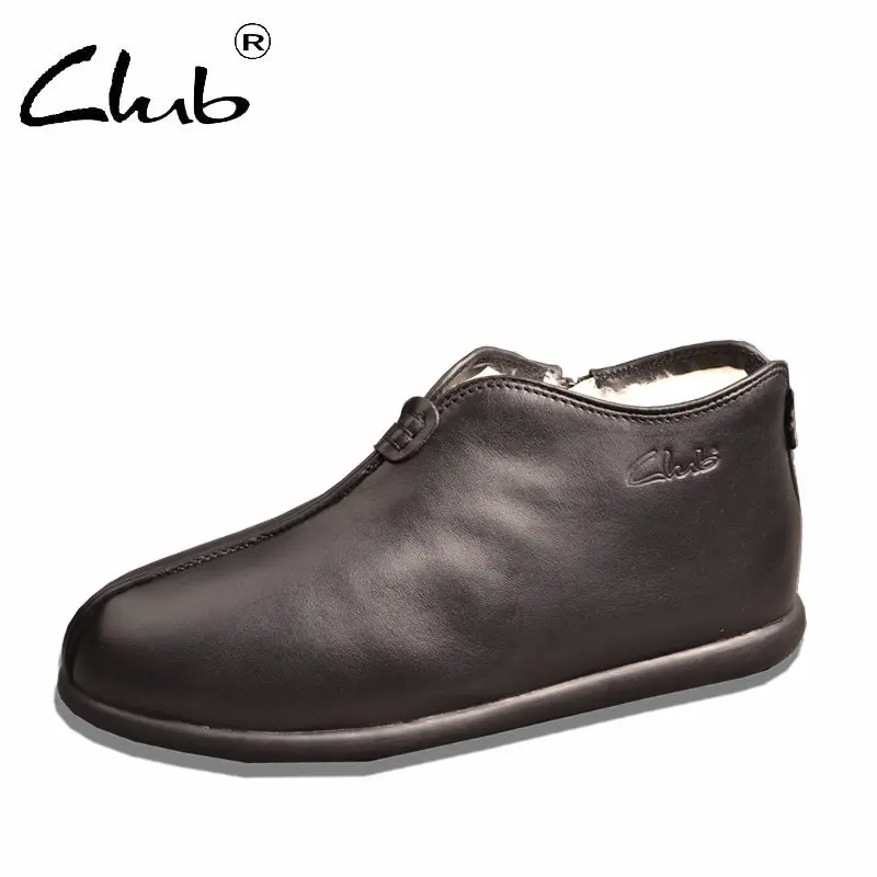 

Club Mens Black Boots Genuine Leather Winter Shoes Men Keep Warm Wool Winter Leather Boots Zip Mens Footwear Bota Masculina