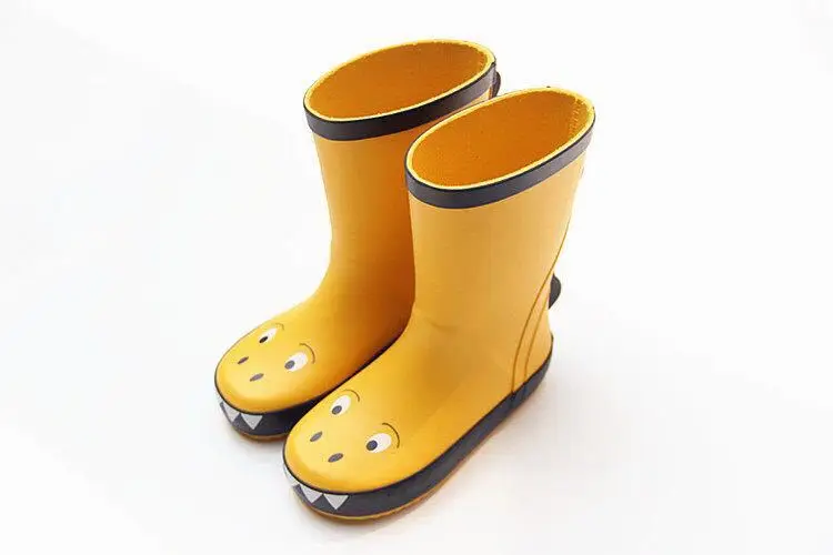 Детская и Девичья модная обувь для дождливой погоды с маленьким динозавром; милые модные водонепроницаемые и Нескользящие Детские непромокаемые сапоги - Цвет: 2