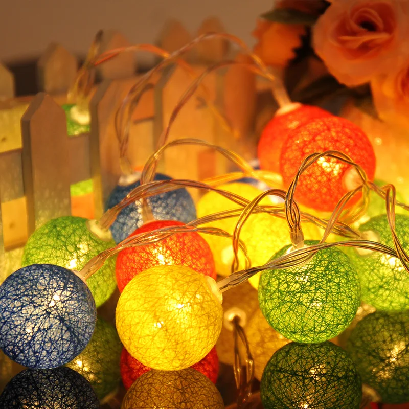 

Romantic LED Cotton Christmas Ball Light Battery Powered Lights String Wedding party fairy garland guirlande boule lumineuse8418