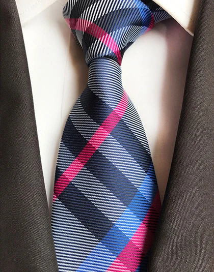 Модный Шелковый галстук 8 см, черный, синий, в клетку, жаккардовый переплетенный галстук для мужчин, деловой, Свадебный, вечерний, официальный, шейный галстук, аксессуары - Цвет: A10