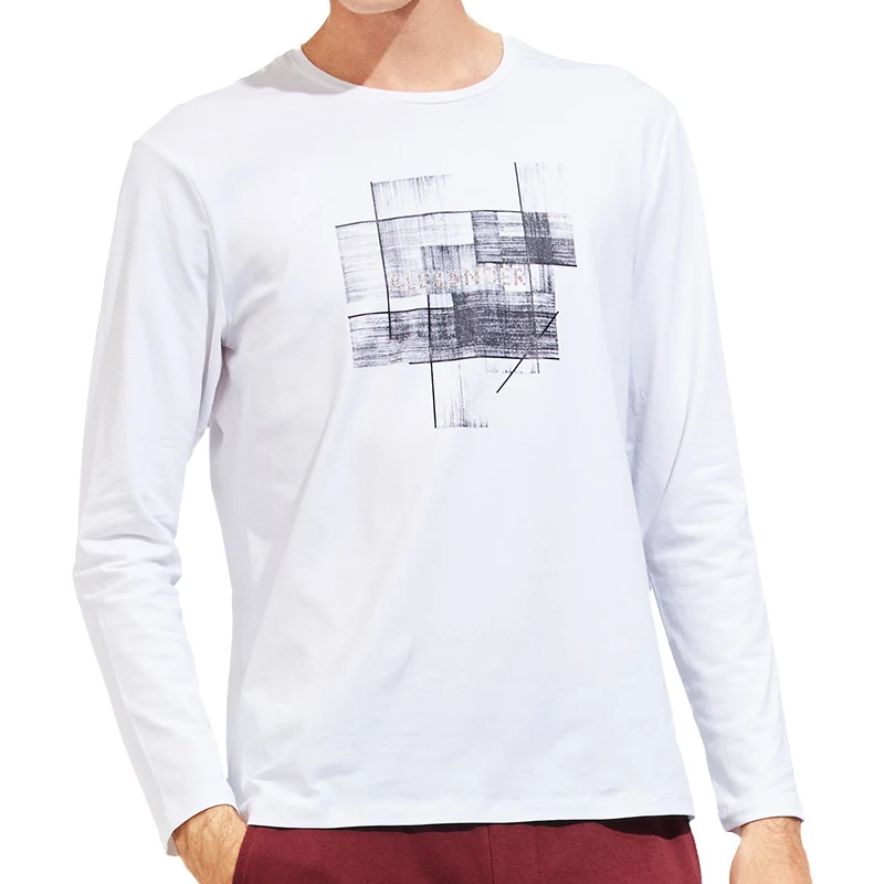 Пионерский лагерь горячая распродажа футболка модная для мужчин брендовая одежда с длинным рукавом мужская футболка эластичный хлопок повседневные футболки мужские 4XL Большие размеры - Цвет: ACT701289  white