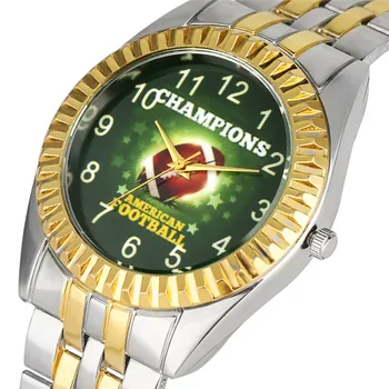 

Unique Baseball Pattern Quartz Watch Movement for Men Durable Arabic Numerals Dial Watches Chic Silver-gold Steel Strap Wris