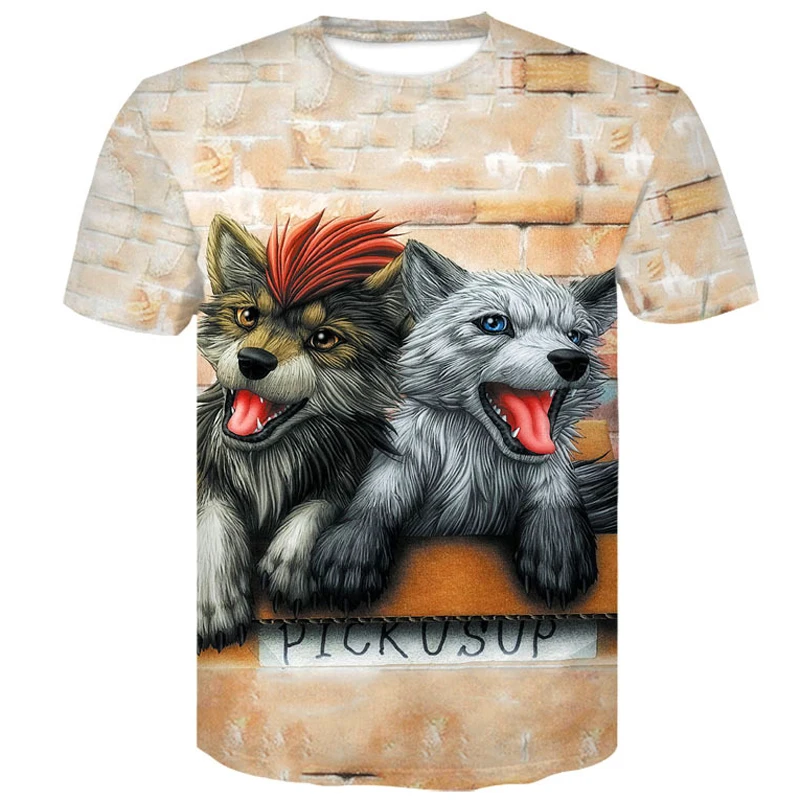 

Quality Wolf Printed T shirts Men 3d T-shirts Drop Ship Top Tee Short Sleeve Camiseta Round Neck TShirt Fashion Casual Brand 4XL