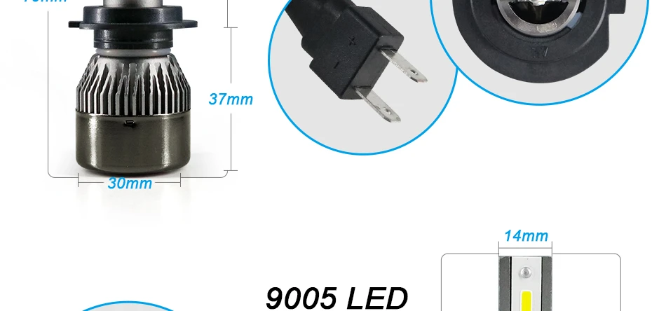 HLXG led A5 mini size slient fan H4 H7 led car headlights H11 9005 900616