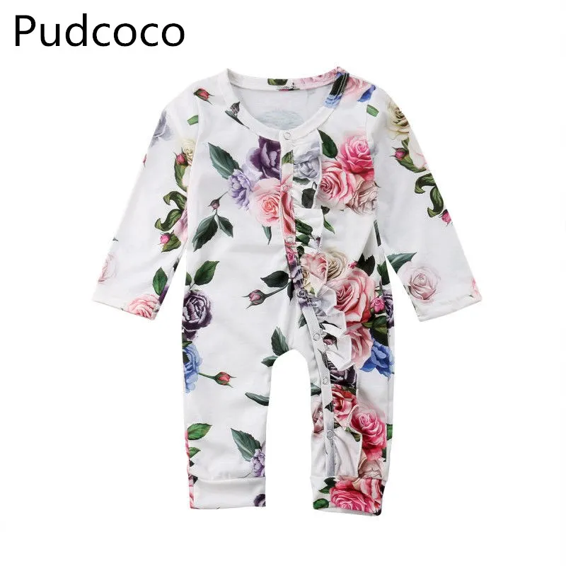 

Newborn Infant Baby Girls Cotton Flowers Romper Jumpsuit Outfits Casual Clothes