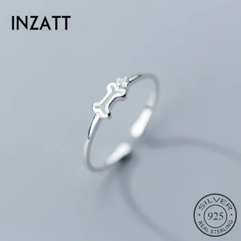

INZATT Real 925% Sterling Silver Hollow Skeleton Zircon Opening Ring For Women Party Punk Fine Jewelry MInimalist Ring Gift 2019
