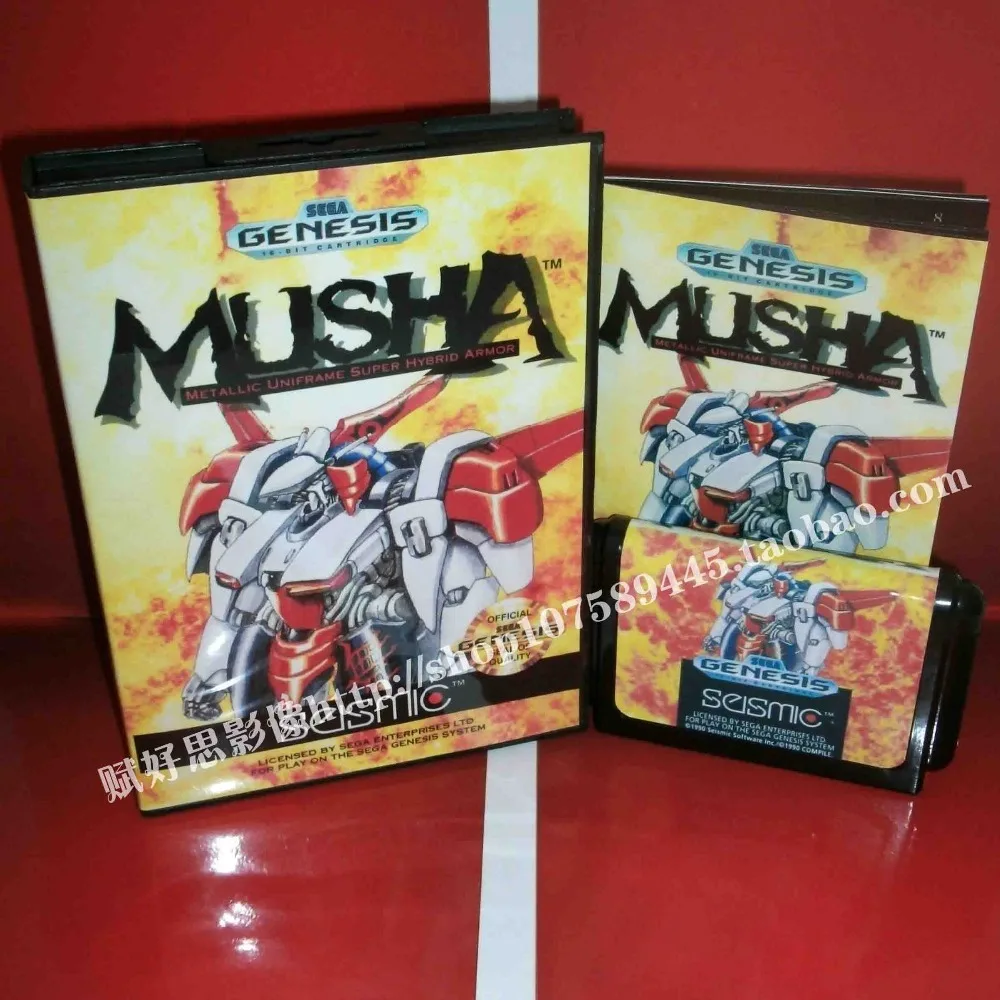 

Sega MD game - MUSHA (U) with Box and Manual for 16 bit Sega MD game Cartridge Megadrive Genesis system