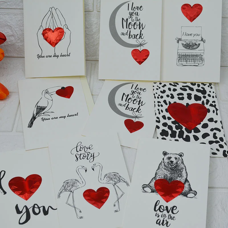  Gold blocking Red hearts Love series Paper card Cartoon invitation card - 32983612300