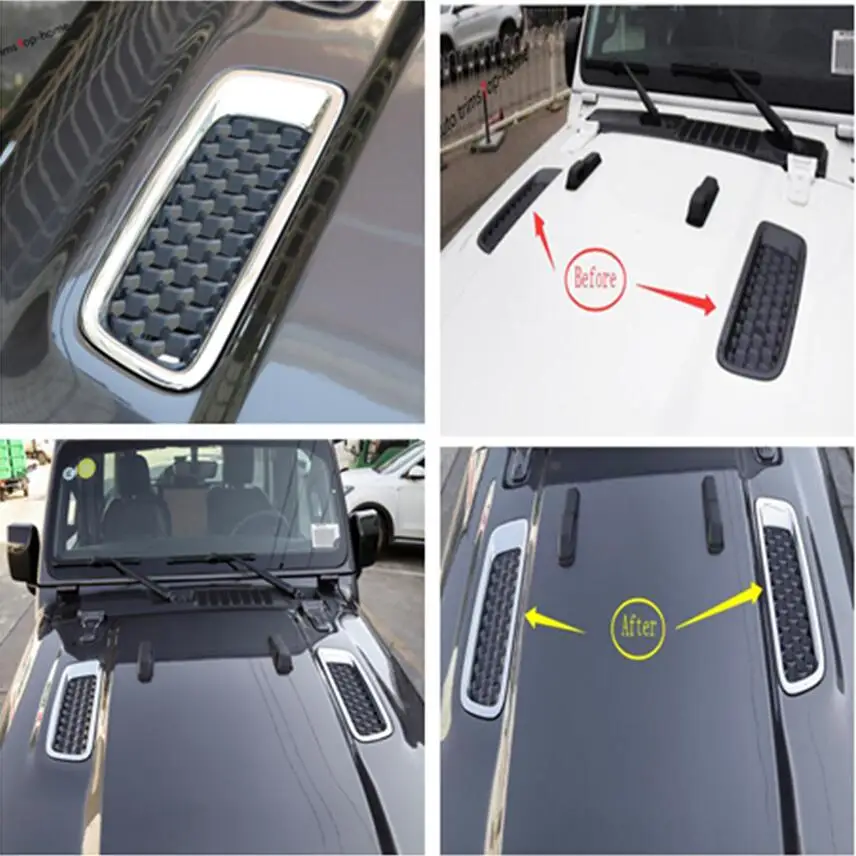 

Yimaautotrims Front Hood Bonnet Engine Air Conditioning AC Vent Cover Trim For Jeep Wrangler JL 2018 - 2022 Exterior Mouldings