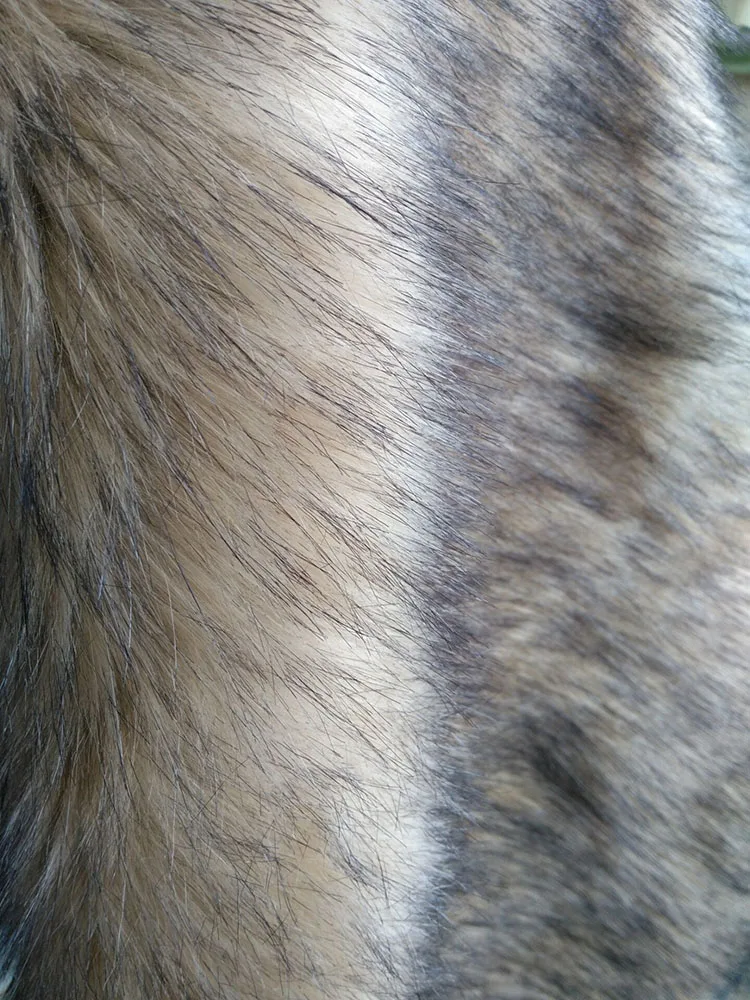 Quality thicker dye black tip faux fur fabric,7cm pile plush fabrics