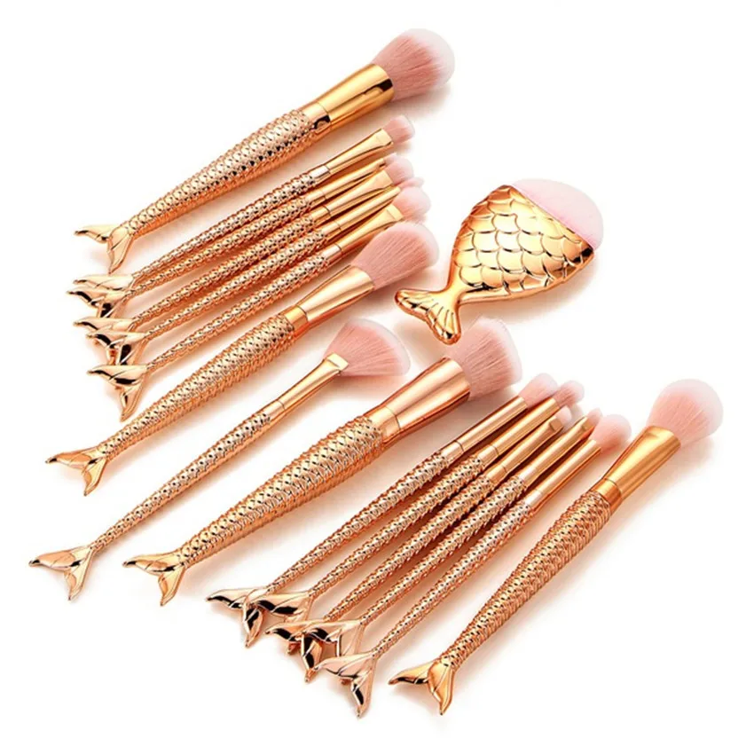 

6-16pcs Rose Mermaid Makeup Brushes Set Foundation Concealer Make Up Brush Blending Contour make up kit brochas maquillaje
