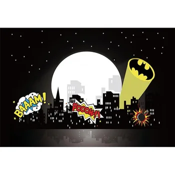 

Vinyl Photography Background Cartoon Superhero Theme Building Children Backdrops for Photo Studio