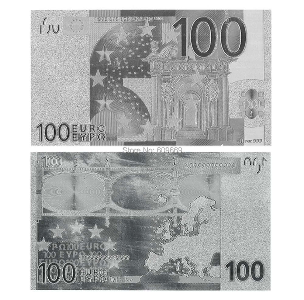 Silver Versions 100 Euro 24k Sliver Foil Banknote ...