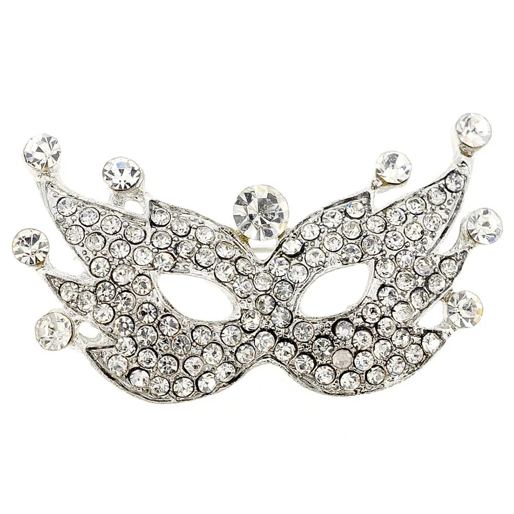 

60pcs/lot Mixed Color (Can Notes Color) Wholesale Fashion Brooch Rhinestone Mask Party Pin brooches Jewelry gift C101187