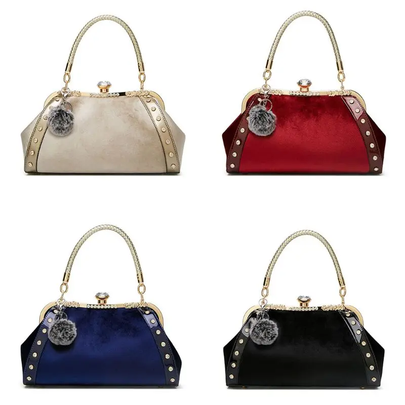 

New Fashion Handbags Velvet Evening Clutch Purse Tote Shoulder Bag Crossbody Top Handle Bags