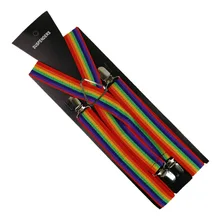 Модные, 2,5 см/1 дюйм, широкие, с радужным принтом, на подтяжках, 4 зажима, X-Back, на застежке, Эластичные подтяжки, подтяжки для мужчин и женщин