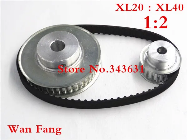 Timing Belt Pulley XL Reduction 2:1 40teeth 20teeth shaft center distance 80mm Engraving machine accessories - belt gear kit |