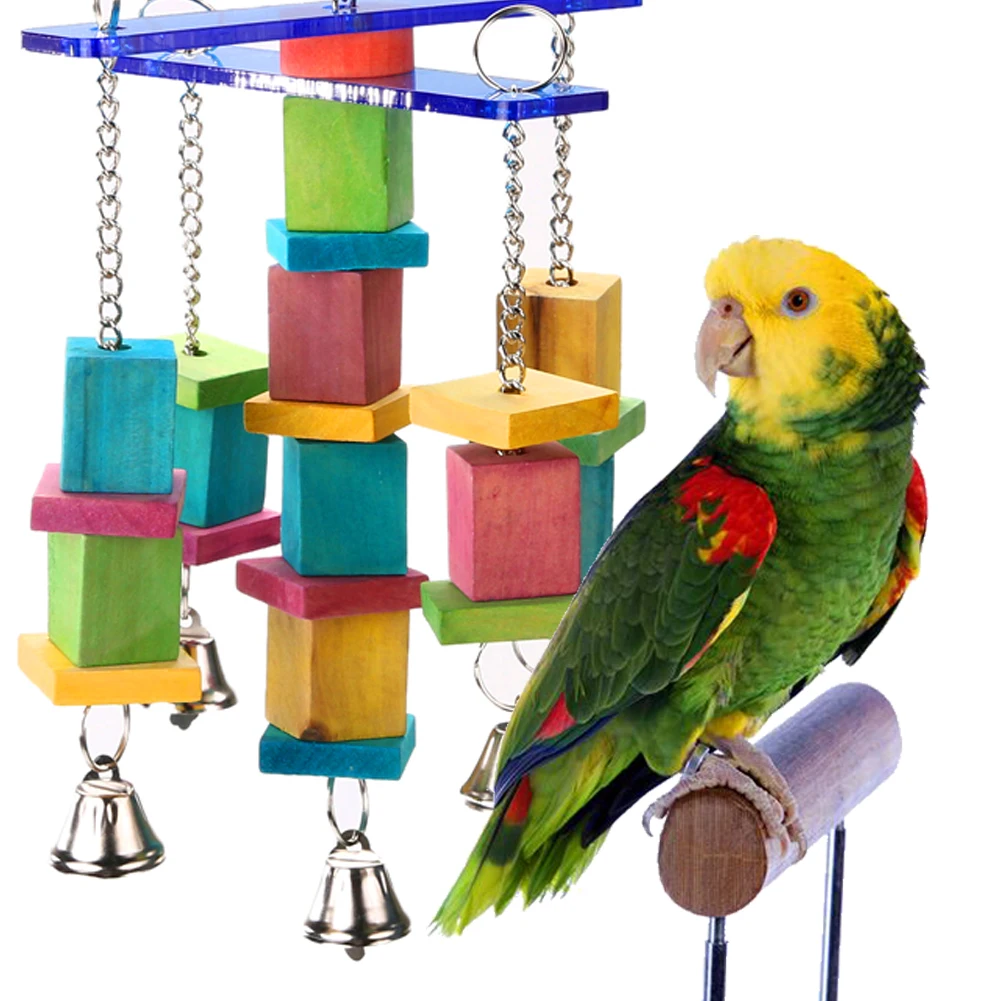 Wood bird toys Handcraft Non toxic eco friendly moveable Parrot bird