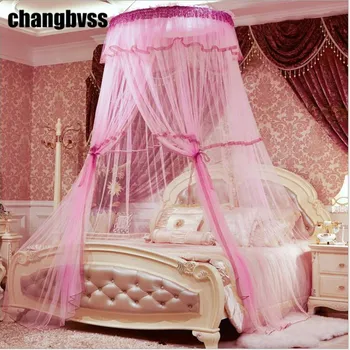 

Elegant Round Lace Curtain Hung Dome Mosquito Net Bed Netting Canopy Adults Mosquito Nets Tent for Double Bed Bedroom Decor