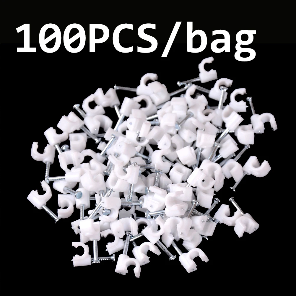 

6MM Circle Path Circle Cable Clips Cable Nail Wire Clips 100PCS/bag Cable Clips Round White