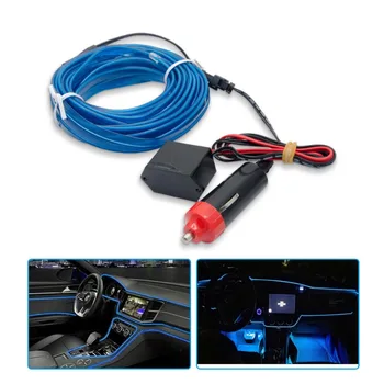 

Flexible Decorative lights LED Blue Light Glow EL Wire Neon String Strip Rope Tube Car with Controll 5M