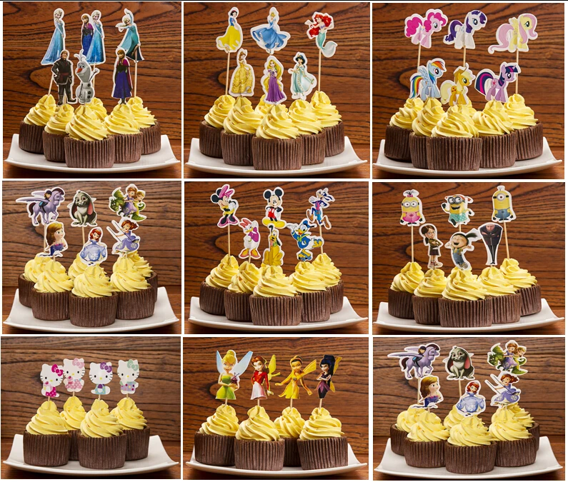 

9 designs Princess,Sophia,Elsa Anna Cupcake Toppers Picks,Theme birthday/wedding party decorations,kids evnent party favors