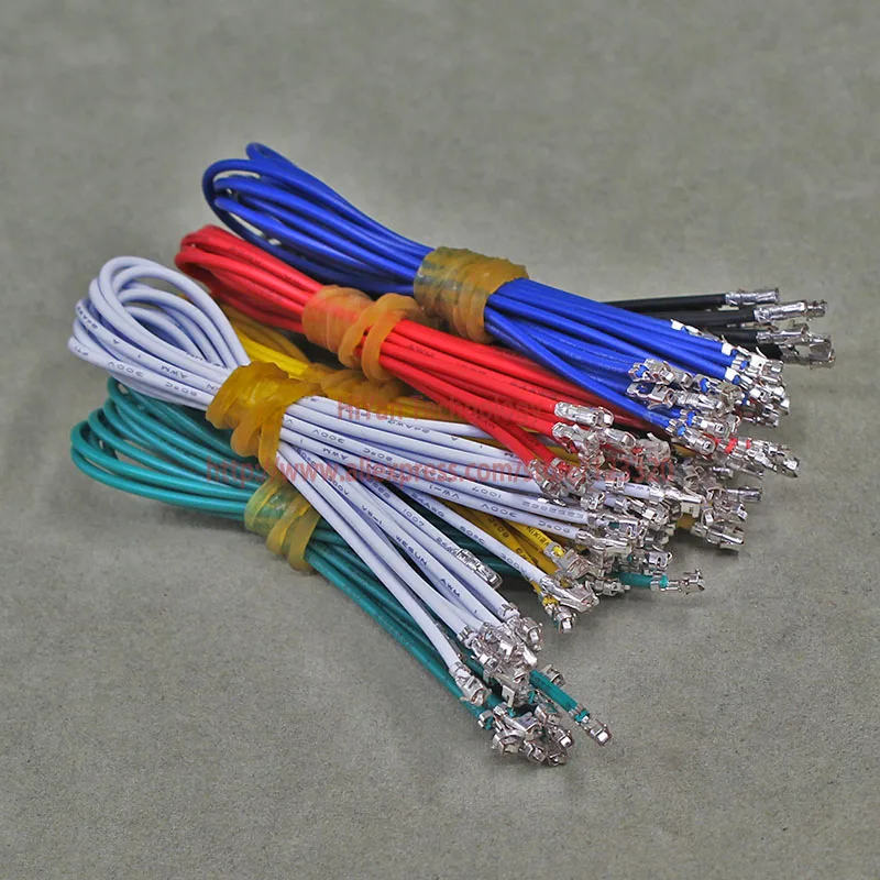 

(50pcs/lot) 6 colors Electrical Wires XH2.54 1P 2 Double Terminals 10CM 15CM 25CM Connector Wire With 26AWG Terminal Wire Cable