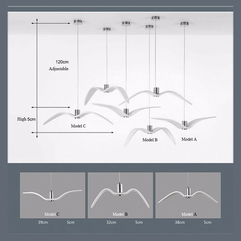 Светодиодный светильник в современном стиле, креативная люстра, индивидуальная люстра в виде чайки, лампа для чердака/бара/столовой, подвесное украшение для дома, дизайн