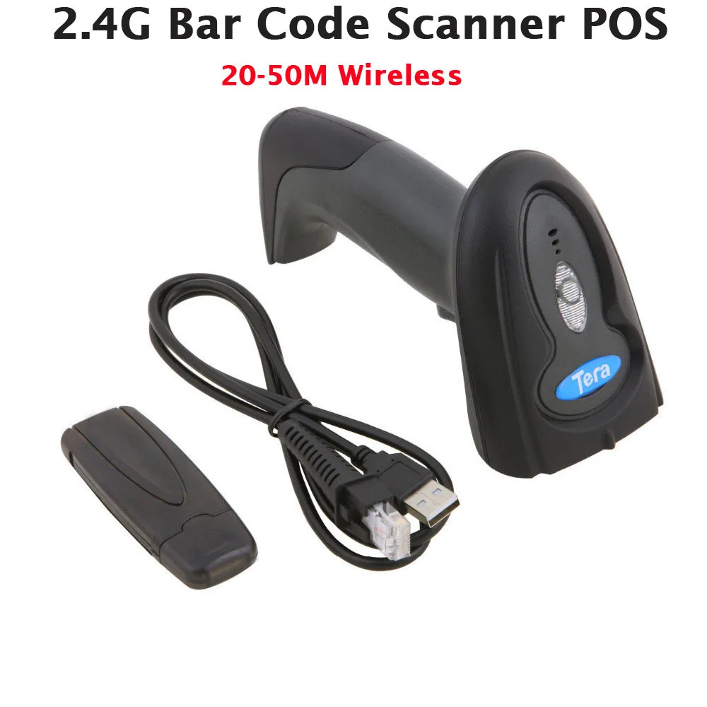 

2.4G Portable Wireless USB Handheld Laser Scan Barcode 20-50M Bar Code Scanner Reader Gun POS Label Scanning Stroage