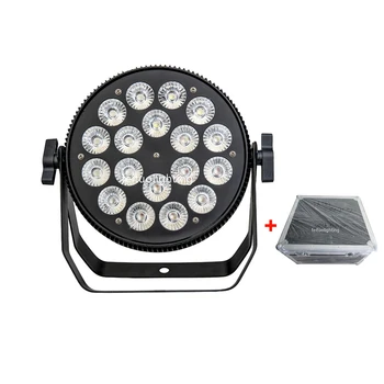 

New 8pcs + Flycase 18x18w RGBWA + Purple 6in1 DMX Led Slim Par Powercon In And Out Led Par Can Light IP22 DMX512 Led Flat Par