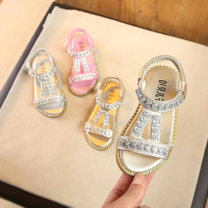 Pink Gold Silver Baby Girl Shoes Kids Sandals Children soft bottom Rhinestone Princess Shoes Beach shoes fille chaussure 12M-6T