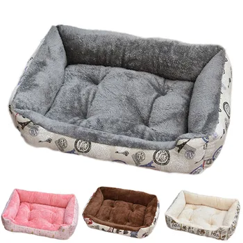 

Large Dogs Beds Home Soft Plush Dog Bed Cushion Keep Warm Rectangle Pet Kennel Cartoon Printed Pet Puppy Cat Nest Pad Sofa Bed