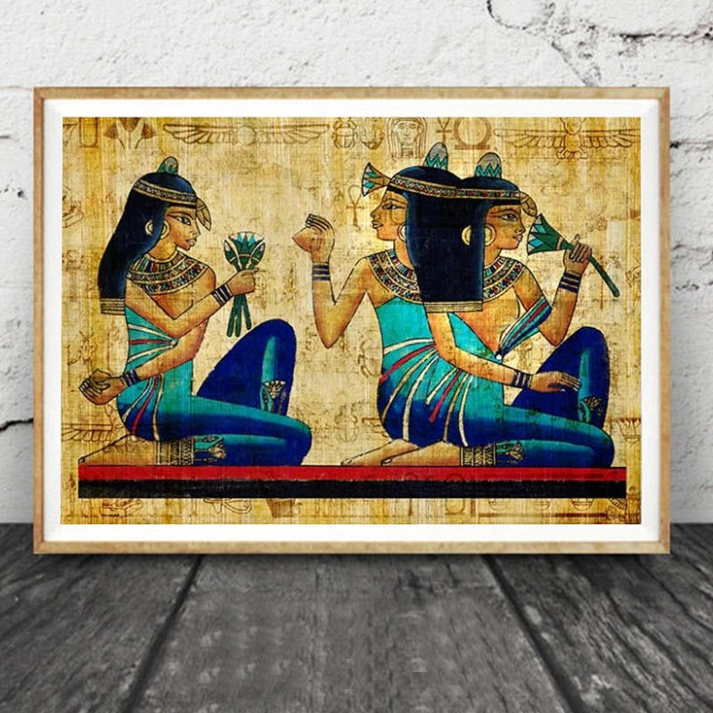 Egypt Wall Art Canvas Poster Parchment Paper Style Old Antique Prints