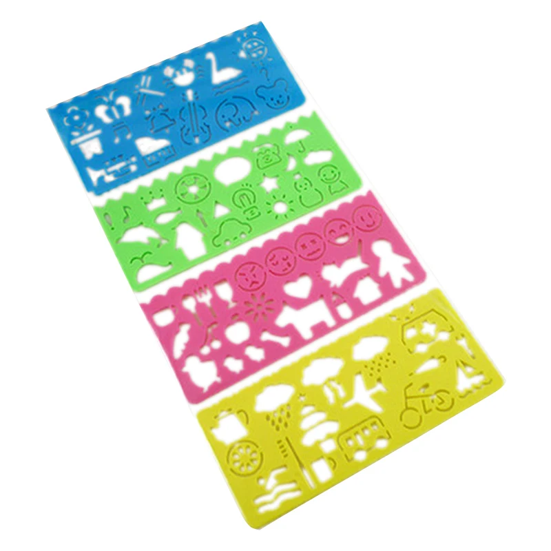 

SOSW-4 Pcs Plastic Templates Drawing Ruler for Students Children