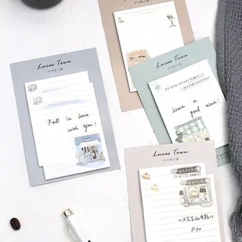 

30 Sheets Retro Town Series Sticky Notes Kawaii Memo Pad Scrapbooking Planner Stickers Paper Bookmarks Korean Stationery