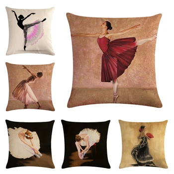 

45*45cm Cushion Cover Ballet Girl Pattern Pillow Set Home Living Room \Car Decoration Pillow Cover