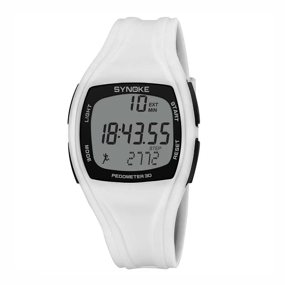 SYNOKE3D мужские часы спортивные Synoke калории шагомер хронограф уличные часы 50 м водонепроницаемые мужские часы zegarek meski - Цвет: White