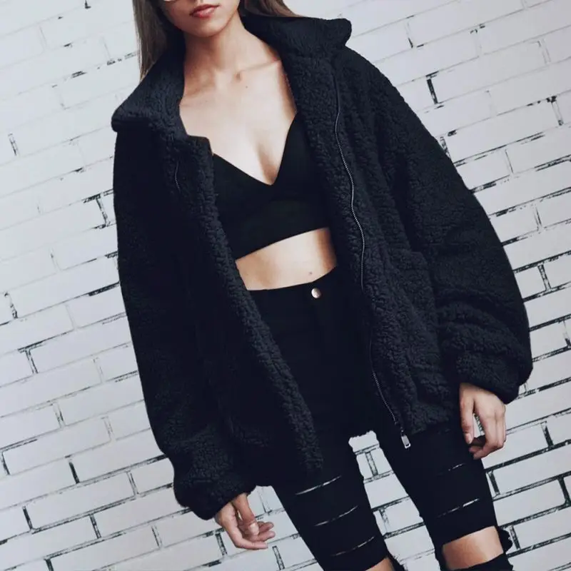 FREE SHIPPING Autumn Winter Warm Soft Zipper Fur Jacket JKP1388