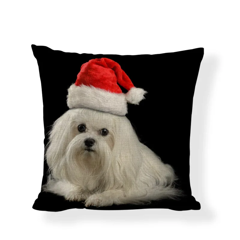 Добро пожаловать год животных льняная наволочка МАЛЬТИЙСКАЯ Собака Бигль бульдог 45 см наволочка гостиная Рождественский диван стул украсить