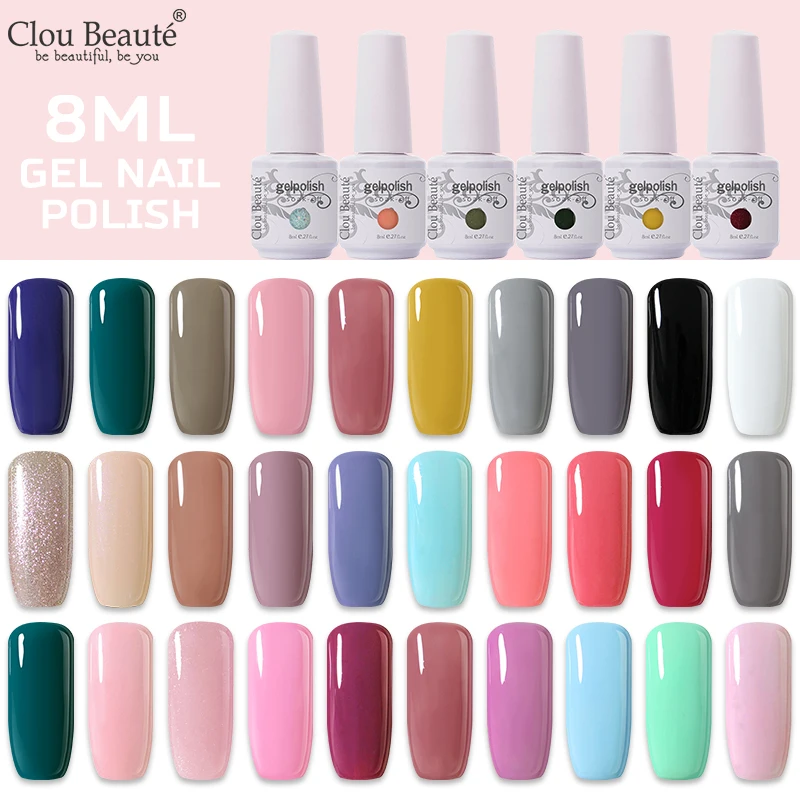

Clou Beaute Nail Polish 8ml Painting Gellak Nail Art Semi Permanent UV LED Enamels Gel Polish Soak Off Glitter Gel Nail Polish