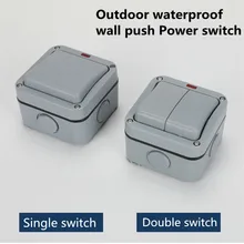 IP66 открытый Водонепроницаемый защита от пыли Открытый внешние стены переключатель 1 Gang кнопка питания настенная розетка с выключателем