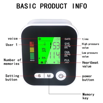 

Automatic Digital Upper Arm Blood Pressure Monitor LCD Home Health Care Heart Beat Meter Machine Tonometer with/without Voice