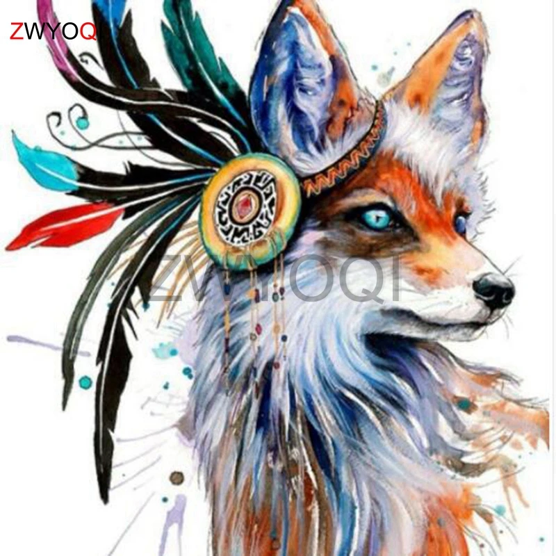 

5D DIY Diamond embroidery wolf Full Round Diamond painting Cross stitch Wolf totem Full Square Diamond mosaic Wolf totem feather