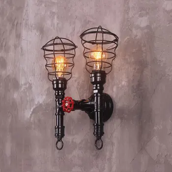 

water pipe wall lamp loft iron painting light e27 light uniqueiron cage lighting fixture restaurant bar cafe aisle stair light