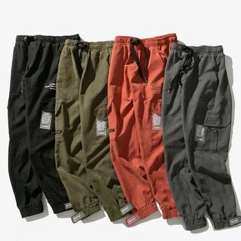 

Streetwear Mens Pants Elastic Waist Printing Mens Pants Multi-Pockets Comfortable Breathable Trousers Casual Pants Men