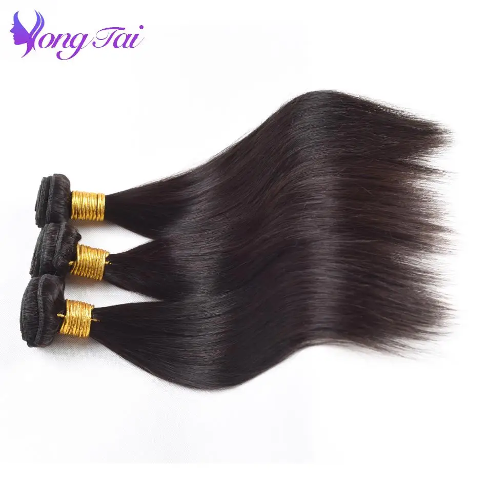 Yongtai волосы перуанские пучки волос с закрытием прямые волосы пучки с закрытием remy человеческие волосы 3 пучка