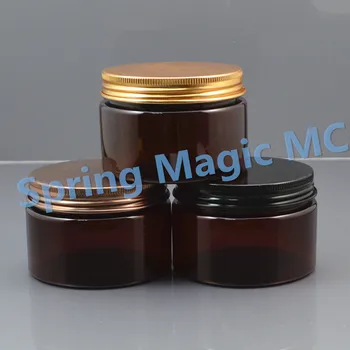 

120ml Brown PET Cream Jars Empty cosmetic jars,plastic Cream Case,Mask jar With Gold/Black Matte Aluminum Lid cosmetic Bottle