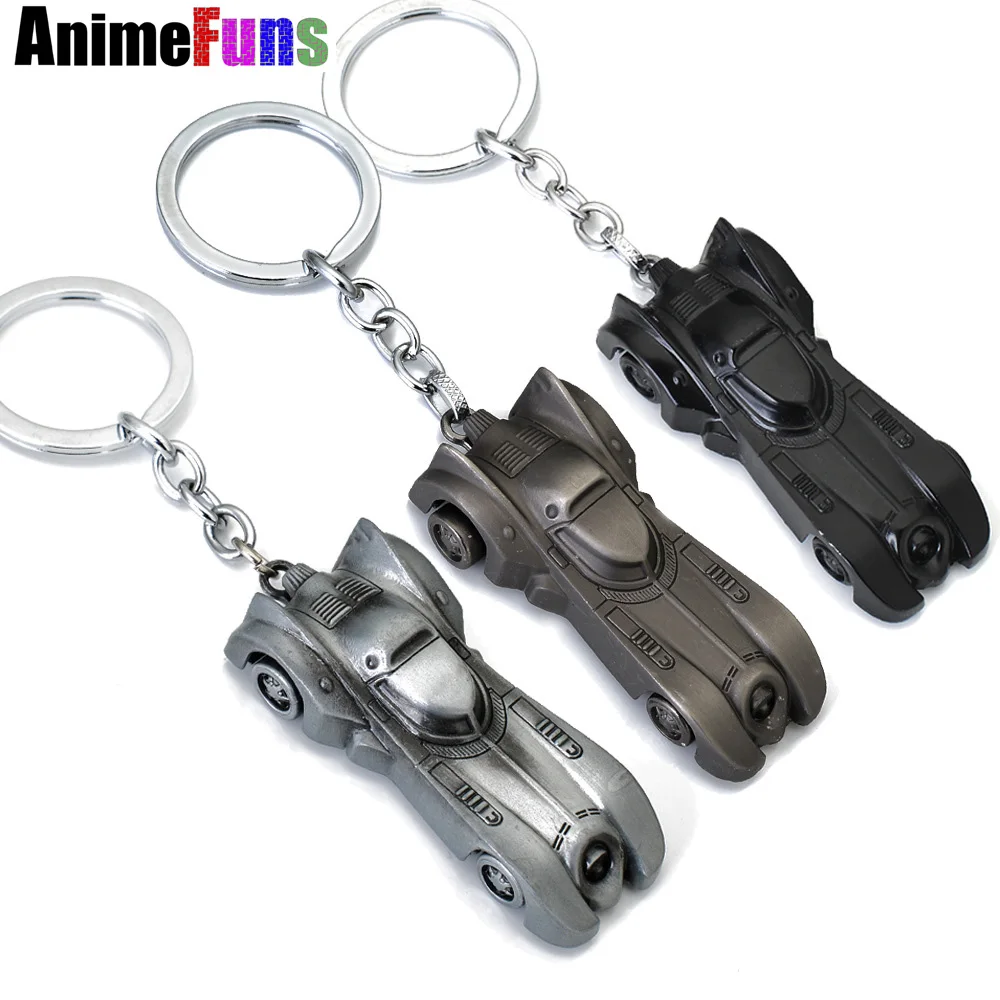 

10 pcs The dark knight Batman Car Model Batmobile Metal Keychains Pendant Key Chain BatMan Superman Key Ring 3 Colors